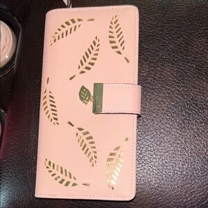 Pink and Gold Leaf Pattern Wallet